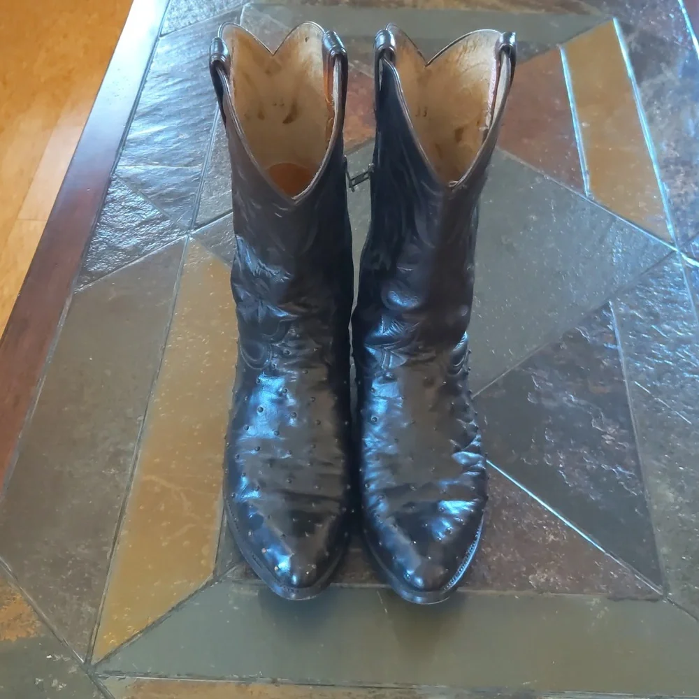 Men's Black Leather Western Cowboy Boots